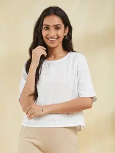 Fabindia Women Embroidered Cotton Crop Top