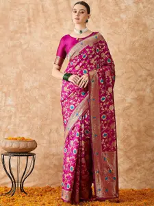 DEVATITHI Ethnic Motifs Zari Silk Blend Banarasi Saree
