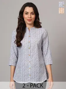 Anouk Rustic Women Geometric Printed Pure Cotton Straight Short Kurti