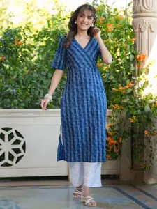 Janasya Women Pure Cotton Geometric Straight Kurta