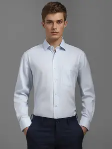 Luxure by Louis Philippe Men Classic Fit Spread Collar Textured Cotton Formal Shirt