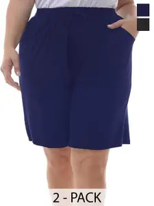 NOTWILD Women Pack Of 2 Mid-Rise Cotton Lounge Shorts