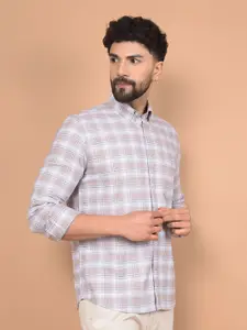 Crimsoune Club Men Premium Slim Fit Button-Down Collar Tartan Checked Cotton Casual Shirt