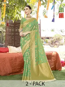 Anouk Rustic Pack of 2 Woven Design Zari Chanderi Saree