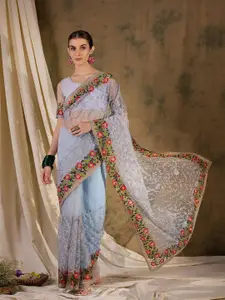 DEVATITHI Ethnic Motifs Embroidered Net Saree