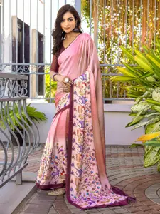 Saree mall Printed Satin Muga Sarees With Blouse Piece