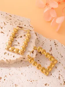 MEENAZ Stainless Steel Gold-Plated Anti Tarnish Oval Hoop Earrings