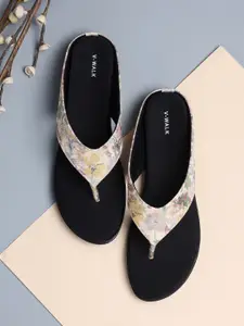 V-WALK Women Floral Printed T-Strap Flats