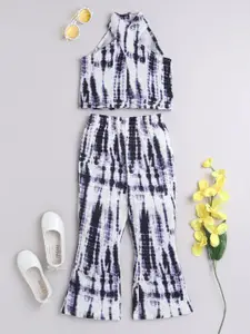 taffykids Girls Dyed Halter Neck Pure Cotton Top With Palazzo