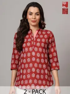 Anouk Rustic Women Pack Of 2 Printed Pure Cotton Short Kurti