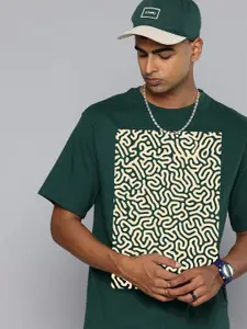 Moda Rapido Men Abstract Printed Round Neck Cotton Oversized Fit T-shirt