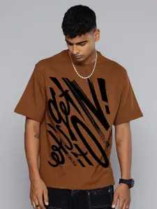Moda Rapido Men Abstract Printed Round Neck Cotton Oversized Fit T-shirt