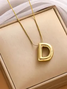VIEN Bubble Letter Gold-Plated Stainless Steel Minimal Letter Initial Necklaces