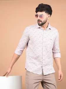 Crimsoune Club Men Premium Slim Fit Spread Collar Abstract Printed Cotton Casual Shirt