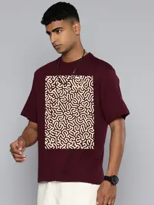 Moda Rapido Men Abstract Printed Round Neck Cotton Oversized Fit T-shirt