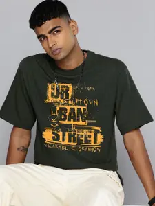 Moda Rapido Men Typography Printed Round Neck Cotton Oversized Fit T-shirt