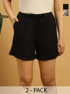 MBeautiful Women  Pack of 2 Printed Organic Cotton Lounge Shorts