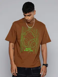 Moda Rapido Men Graphic Printed Round Neck Cotton Oversized Fit T-shirt