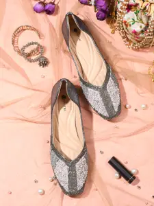 DIVASTRI Women Woven Design Ethnic Square Toe Ballerinas Flats