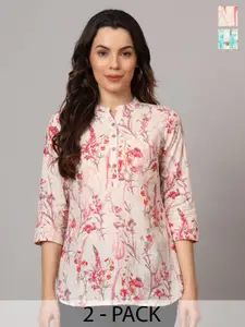 Anouk Rustic Women Pack of 2 Floral Printed Pure Cotton Short Kurti