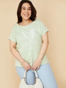 Max Women Plus size Printed Applique T-shirt