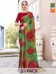Anouk Rustic Bandhani Zari Poly Georgette Saree