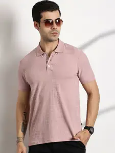 Thomas Scott Men Textured Polo Collar Regular Fit T-shirt
