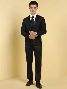 Allen Solly Men Textured Slim Fit Single-Breasted Blazer and Trousers Party Suit