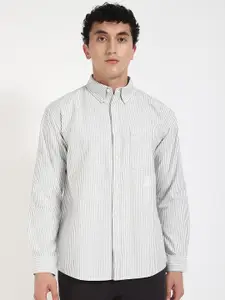 Tommy Hilfiger Men Relaxed Fit Spread Collar Vertical Striped Cotton Casual Shirt