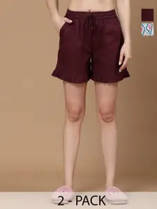 MBeautiful Women Pack Of 2 Printed Organic Cotton Lounge Shorts