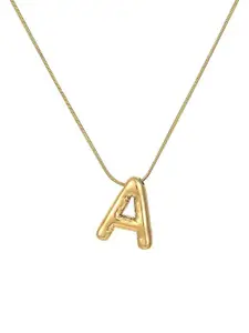 VIEN Bubble Letter Gold-Plated Stainless Steel Minimal Letter Initial Necklaces