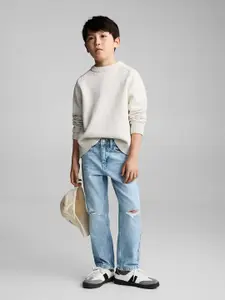 Mango Kids Boys Straight Fit Ribbed Jeans