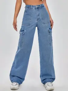 RIVI Women Jean Straight Fit High-Rise Colourblocked Stretchable Jeans