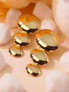 DIVASTRI  Stainless Steel Gold-Plated Contemporary Shaped Drop Earrings