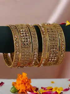 Anouk Set Of 6 Gold-Plated Stone-Studded Bangles