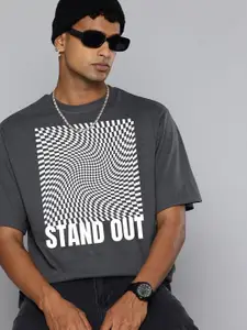 Moda Rapido Men Typography Printed Round Neck Cotton Oversized Fit T-shirt