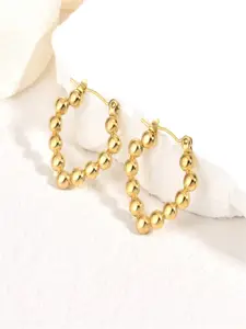 DIVASTRI Stainless Steel Gold-Plated Contemporary Shaped Half Hoop Earrings