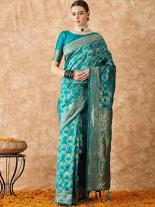 DEVATITHI Ethnic Motifs Zari Silk Blend Banarasi Saree