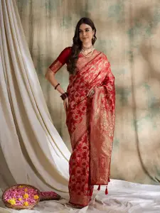 DEVATITHI Ethnic Motifs Zari Silk Blend Banarasi Saree