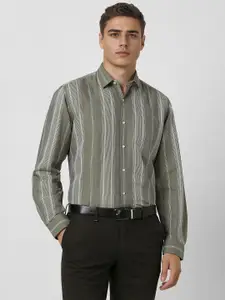 Van Heusen Men Spread Collar Vertical Striped Linen Formal Shirt