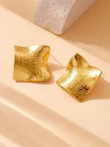 MEENAZ Stainless Steel Gold-Plated Anti Tarnish Square Studs
