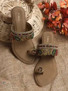 V-WALK Women Embellished Block Sandals