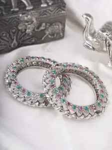 Anouk Set Of 2 Stone-Studded 24CT Silver-Plated Bangles