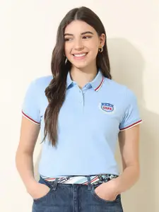 U.S. Polo Assn. Women Solid Polo Collar Cotton T-shirt