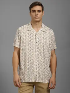 Louis Philippe Jeans Men Relaxed Fit Cuban Collar Geometric Printed Casual Shirt