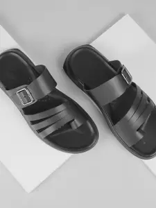 Mochi Men Leather Comfort Sandals with Buckle