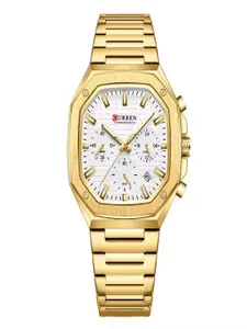Curren Men Brass Stainless Steel Bracelet Style Straps Analogue Watch CR-8459-Gold-W
