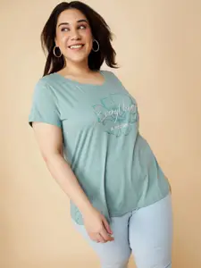 max Women Floral Printed Scoop Neck Pure Cotton Casual T-shirt