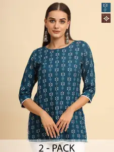 Anouk Rustic Geometric Printed Gotta Patti Gotta Patti Short Kurti