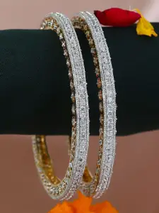 Anouk Set Of 2 Gold-Plated Cubic Zirconia-Studded Bangles